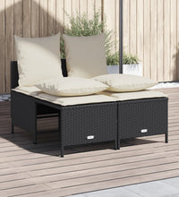 4-tlg. Garten-Sofagarnitur mit Kissen Schwarz Poly Rattan