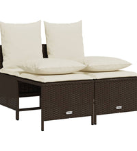 4-tlg. Garten-Sofagarnitur mit Kissen Braun Poly Rattan