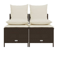 4-tlg. Garten-Sofagarnitur mit Kissen Braun Poly Rattan