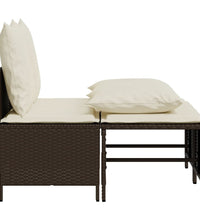 4-tlg. Garten-Sofagarnitur mit Kissen Braun Poly Rattan