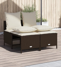4-tlg. Garten-Sofagarnitur mit Kissen Braun Poly Rattan