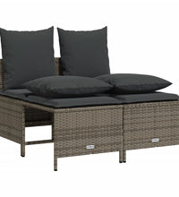 4-tlg. Garten-Sofagarnitur mit Kissen Grau Poly Rattan