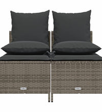 4-tlg. Garten-Sofagarnitur mit Kissen Grau Poly Rattan