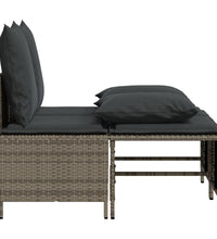 4-tlg. Garten-Sofagarnitur mit Kissen Grau Poly Rattan