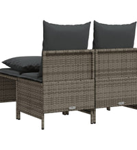 4-tlg. Garten-Sofagarnitur mit Kissen Grau Poly Rattan