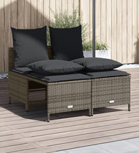 4-tlg. Garten-Sofagarnitur mit Kissen Grau Poly Rattan