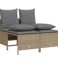 4-tlg. Garten-Sofagarnitur mit Kissen Beige Poly Rattan