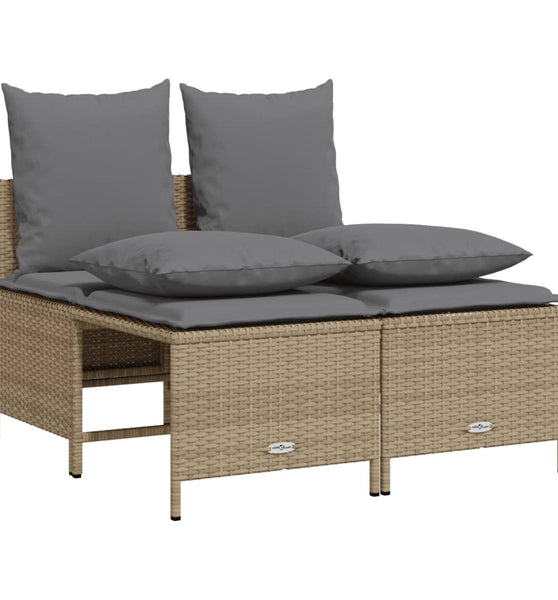 4-tlg. Garten-Sofagarnitur mit Kissen Beige Poly Rattan