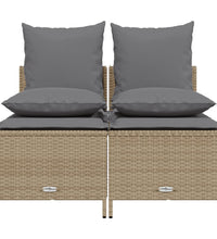 4-tlg. Garten-Sofagarnitur mit Kissen Beige Poly Rattan