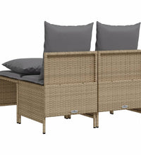 4-tlg. Garten-Sofagarnitur mit Kissen Beige Poly Rattan