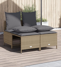 4-tlg. Garten-Sofagarnitur mit Kissen Beige Poly Rattan