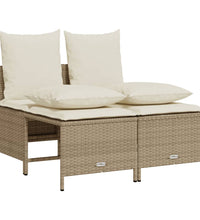 4-tlg. Garten-Sofagarnitur mit Kissen Beige Poly Rattan