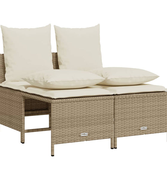 4-tlg. Garten-Sofagarnitur mit Kissen Beige Poly Rattan