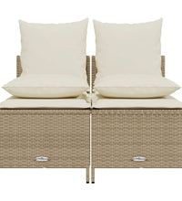 4-tlg. Garten-Sofagarnitur mit Kissen Beige Poly Rattan
