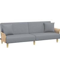 Schlafsofa 2-Sitzer mit Kissen und Fußhocker Hellgrau Samt