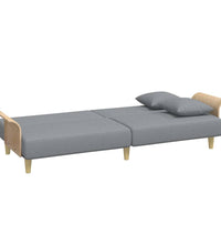 Schlafsofa 2-Sitzer mit Kissen und Fußhocker Hellgrau Samt