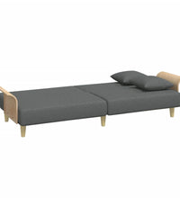 Schlafsofa 2-Sitzer mit Kissen und Fußhocker Dunkelgrau Samt