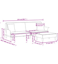Schlafsofa 2-Sitzer mit Kissen und Fußhocker Schwarz Samt