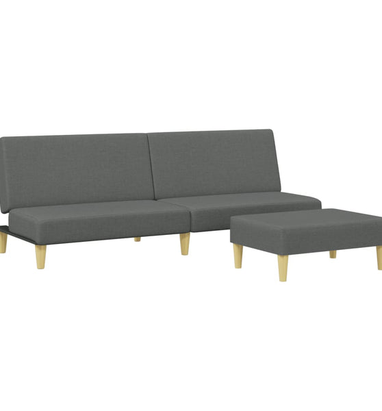 Schlafsofa 2-Sitzer mit Fußhocker Dunkelgrau Stoff