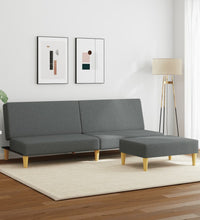 Schlafsofa 2-Sitzer mit Fußhocker Dunkelgrau Stoff