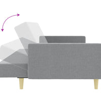 Schlafsofa 2-Sitzer mit Fußhocker Hellgrau Stoff