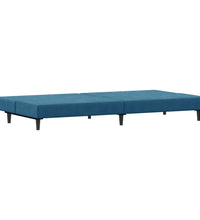 Schlafsofa 2-Sitzer mit Fußhocker Blau Samt