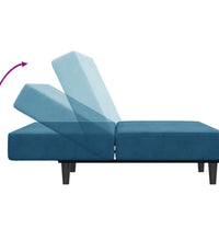 Schlafsofa 2-Sitzer mit Fußhocker Blau Samt