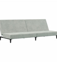 Schlafsofa 2-Sitzer mit Fußhocker Hellgrau Samt