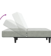 Schlafsofa 2-Sitzer mit Fußhocker Hellgrau Samt