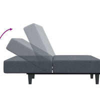 Schlafsofa 2-Sitzer mit Fußhocker Dunkelgrau Samt