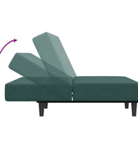 Schlafsofa 2-Sitzer mit Fußhocker Dunkelgrün Samt