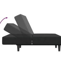 Schlafsofa 2-Sitzer mit Fußhocker Schwarz Samt