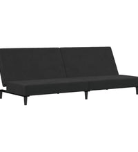 Schlafsofa 2-Sitzer mit Fußhocker Schwarz Samt