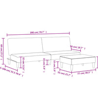 Schlafsofa 2-Sitzer mit Fußhocker Schwarz Samt