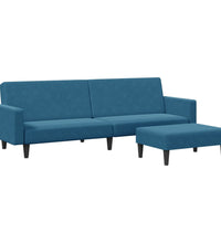 Schlafsofa 2-Sitzer mit Fußhocker Blau Samt