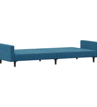 Schlafsofa 2-Sitzer mit Fußhocker Blau Samt