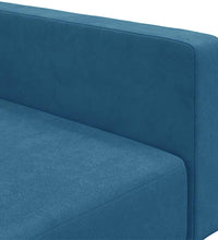 Schlafsofa 2-Sitzer mit Fußhocker Blau Samt