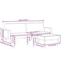 Schlafsofa 2-Sitzer mit Fußhocker Blau Samt