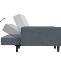 Schlafsofa 2-Sitzer mit Fußhocker Dunkelgrau Samt