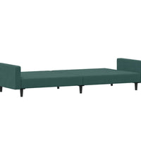 Schlafsofa 2-Sitzer mit Fußhocker Dunkelgrün Samt