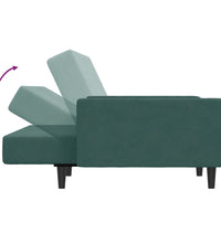 Schlafsofa 2-Sitzer mit Fußhocker Dunkelgrün Samt