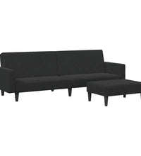 Schlafsofa 2-Sitzer mit Fußhocker Schwarz Samt