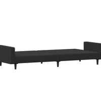 Schlafsofa 2-Sitzer mit Fußhocker Schwarz Samt