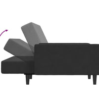 Schlafsofa 2-Sitzer mit Fußhocker Schwarz Samt