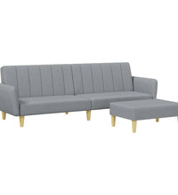 Schlafsofa 2-Sitzer mit Fußhocker Hellgrau Stoff