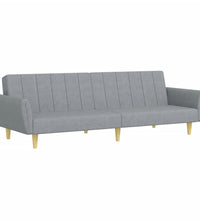 Schlafsofa 2-Sitzer mit Fußhocker Hellgrau Stoff