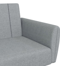 Schlafsofa 2-Sitzer mit Fußhocker Hellgrau Stoff