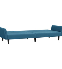 Schlafsofa 2-Sitzer mit Fußhocker Blau Samt