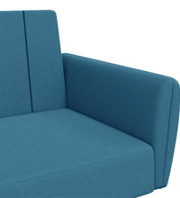 Schlafsofa 2-Sitzer mit Fußhocker Blau Samt