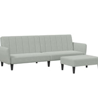 Schlafsofa 2-Sitzer mit Fußhocker Hellgrau Samt